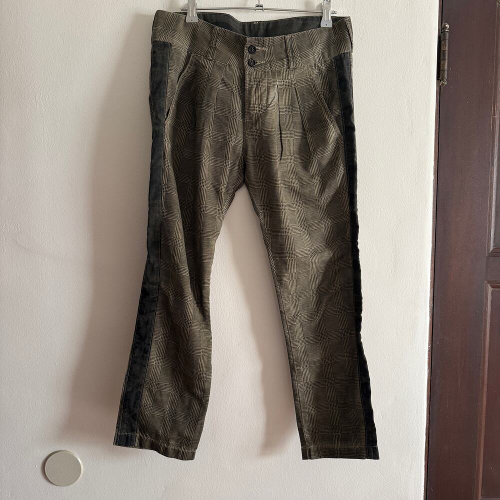 Y2K Vintage NSF | Distressed Glen Plaid Slim Pleated Front Ankle Length Pants 8